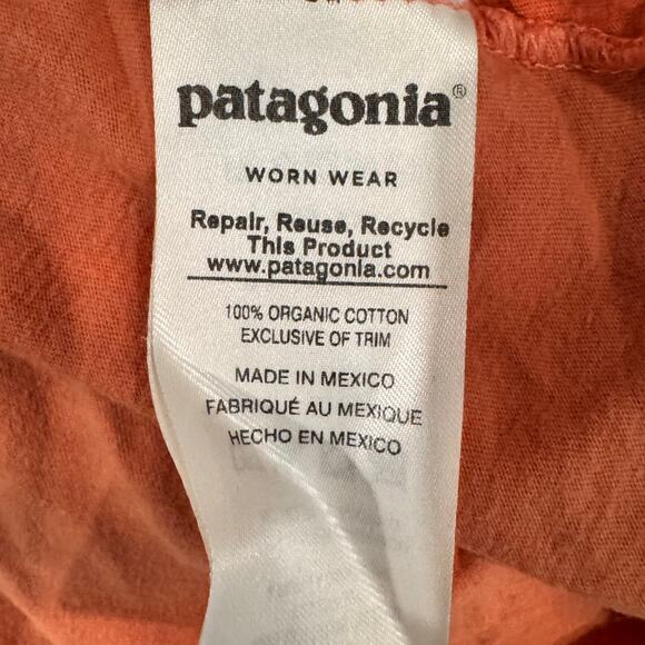 Patagonia Organic Cotton 1973 Logo Graphic T-Shirt Men’s L Orange Slim Fit - Picture 8 of 9